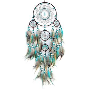 Large Dream Catchers,Boho Handmade Woven Turquoise Dream Catcher Wall Hanging Ornament for Bedroom Living Room Apartment Wedding Party Decor, Festival Blessing Gift (Turquoise)