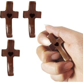 Handheld Walnut Prayer Cross - Anxiety Relief Gift for Clutching & Meditation, Smooth Comfort Cross for Adults & Kids, Religious Pocket Cross(1 Pcs) in Kuwait