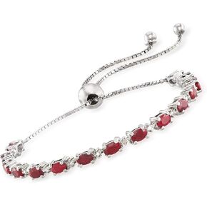 Ross-Simons 4.50 ct. t.w. Gemstone Bolo Bracelet with Diamond Accents in Sterling Silver