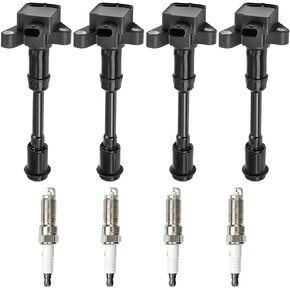 Set of 4 BM5Z-12029-B UF674 Ignition Coils Pack with Iridium Spark Plugs Compatible with 2013-2019 Ford Escape Fiesta Fusion 1.6L Replace# UF674 1762724 1832313 26024066 C1830
