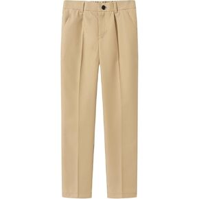 Boys Dress Pants Adjustable Waist Straight Slim Fit Flat Front Twill Chino Pants 5T-16Y