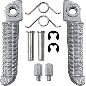 1 Pair Front Foot Pegs Compatible with Yamaha YZF R3 R25 MT25 MT03 MT-03 2014-2023, Motorcycle Footrest Pedal Bracket Peg Rest, Aluminum Driver Footpeg Set, Posapies Para Moto (10Pcs, Color: Silver)