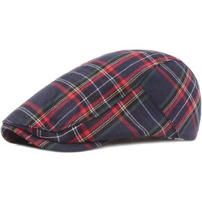 Men's Newsboy Hat Striped Plaid Flat Cap Adjustable Ivy Gatsby Cabbie Driving Irish Beret Hat