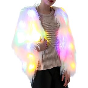 Dreamseden LED LED FUR FUR COAT UP ، WALL FUN WALLOW COSSUME FOR RAVE Party (الحجم الصغير للبالغين والمراهقين)