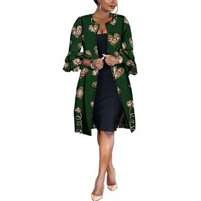 Dashiki African Clothes Women Outfits Ankara Print Long Jacket Double Layer Ruffles Sleeve Coat Customized Clothes