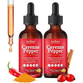 قطرات الفلفل Cayenne - السائل العشبي الناعم والحلو مع D3 K2 ، جذر البنجر ، الكركم - يدعم الطاقة ، الدورة الدموية والانتعاش - 4 أوقية