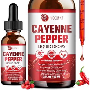 Cayenne Pepper Drops Supplement Liquid with Vitamin D3 K2, Hawthorn Berry, Organic Beet Root, Ceylon Cinnamon, Coenzyme Q10, Berberine, Ginseng Extract Supports Immune Health, 2 FL.OZ