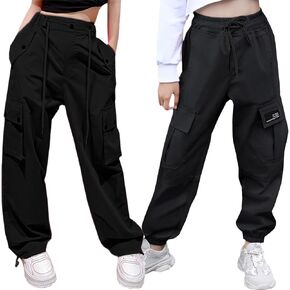 سراويل البضائع النسائية Cromoncent Parachute Pants مرنة الخصر الجري ، سروال ، أسود م