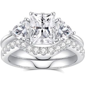 Moissanite Wedding Ring Set 925 Sterling Silver Moissanite Engagement Rings for Women D Color VVS1 Moissanite Ring for Women Wedding Sets