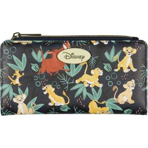 Disney The Lion King Simba and Friends Faux Leather Bi-Fold Snap Wallet with Zipper Pocket