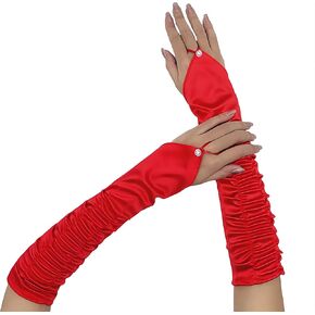 Specell Satin Fingerless Gloves - Women's Bridal Wedding Party Prom Costume Accessories