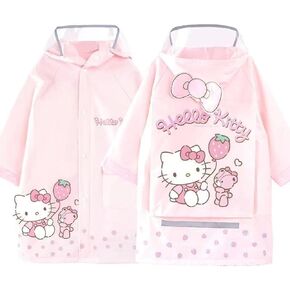 Hello Kitty Bear Strawberry Ballooned Rain Coat Coat Jacket Boncho Outwear for Girls Kids