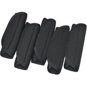 5 Pack Soft Comfort Neoprene Water-Resistant Handle Wraps /Grip / Identifier / Hand Luggage for Travel Bag Luggage Suitcase (Black)