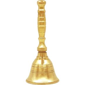 النحاس الصلبة غانتي لبوجا | 3.7 "Puja Bell for Temple | Hand Hold Bell لزينة الأحداث وخط الطعام والإنذار والمنقات والرنين وخدمة الجرس (متوسط)