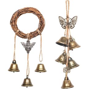 2pcs أجراس الساحرة لمقبض الباب للحماية أجراس الساحرات Wiccan السحرية للياد من أجل Doord Doorknob (Sun and Moon Charm)