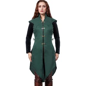 Medieval Renaissance Vest for Women,Viking Sleeveless Long Jacket Vintage Tailcoat Jacket Halloween Costume
