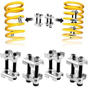 4PCS Coil Spring Compressor Tool,2 Way Adjustable Strut Spring Compressor for Lifting 1" to 2",Carbon Steel Car Accessories Coil Spring Spacer for Vibration&Noise Reduction