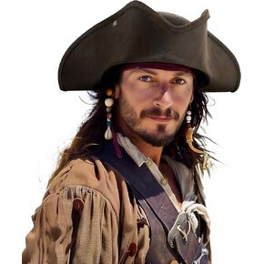 MCJC Pirate Hat ، Pirates of the Caribbean Parchandise ، لإكسسوارات الأزياء الاستعمارية للبالغين.