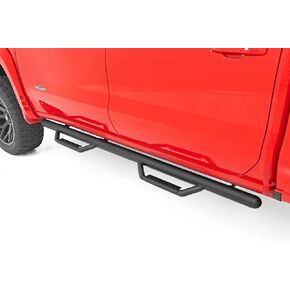 Rough Country Nerf Step Bars for Chevy Silverado & GMC Sierra 1500/2500HD/3500HD (2019-2025) Crew Cab - Rugged Full Length Nerf Bars with Side Steps, Bolt-On Install