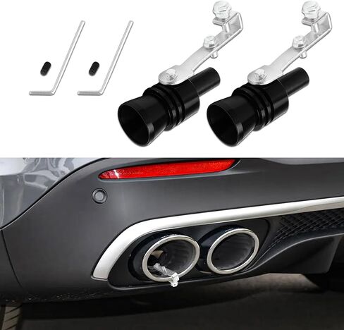 2PCS Turbo Sound Whistle Simulator, Car Turbo Whistle Car, Aluminum Alloy Universal Turbo Sound Exhaust Muffler Pipe Whistle, Automotive Replacement Exhaust Mufflers Fit Car Truck (Black) in Kuwait