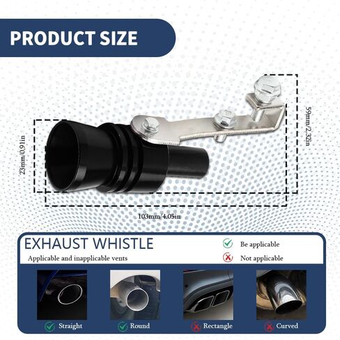 2PCS Turbo Sound Whistle Simulator, Car Turbo Whistle Car, Aluminum Alloy Universal Turbo Sound Exhaust Muffler Pipe Whistle, Automotive Replacement Exhaust Mufflers Fit Car Truck (Black) in Kuwait