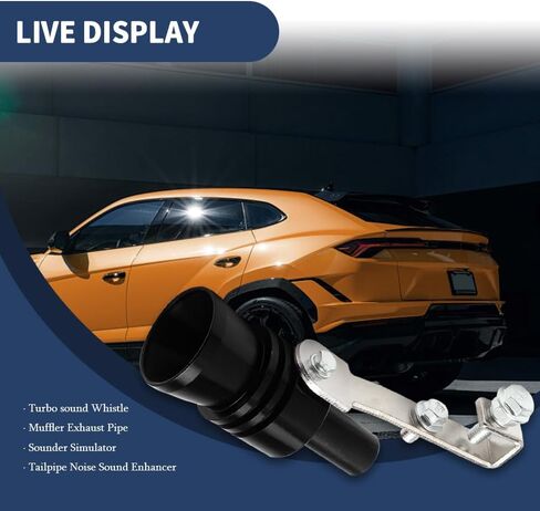 2PCS Turbo Sound Whistle Simulator, Car Turbo Whistle Car, Aluminum Alloy Universal Turbo Sound Exhaust Muffler Pipe Whistle, Automotive Replacement Exhaust Mufflers Fit Car Truck (Black) in Kuwait