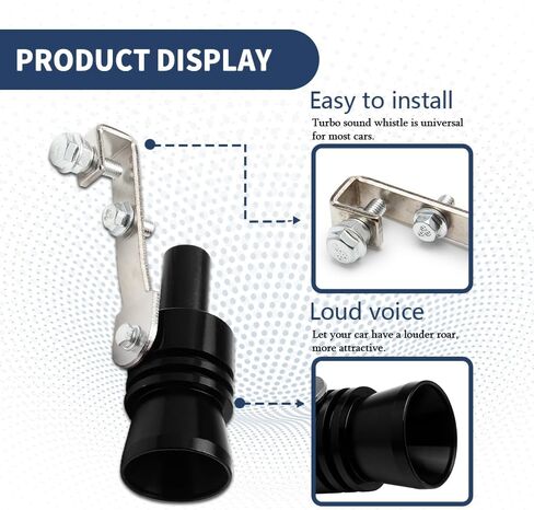 2PCS Turbo Sound Whistle Simulator, Car Turbo Whistle Car, Aluminum Alloy Universal Turbo Sound Exhaust Muffler Pipe Whistle, Automotive Replacement Exhaust Mufflers Fit Car Truck (Black) in Kuwait
