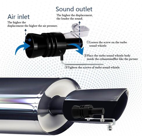 2PCS Turbo Sound Whistle Simulator, Car Turbo Whistle Car, Aluminum Alloy Universal Turbo Sound Exhaust Muffler Pipe Whistle, Automotive Replacement Exhaust Mufflers Fit Car Truck (Black) in Kuwait