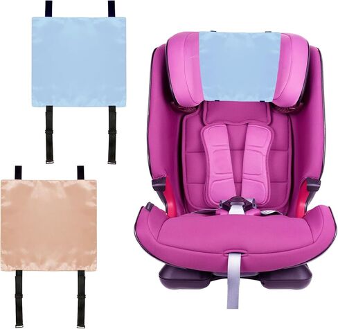 2 PCS Satin Car Seat Headrest Cover for Babies, Soft Silk Feeling Headrest Cover for Hair Protection, Satin Baby Car Seat Hair Protector (Black+Grey) in Saudi Arabia