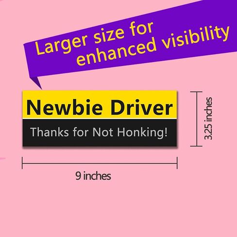 LogFaadCoi 4-Pack 'New Driver' Reflective Magnetic Signs - Removable Safety Warning Bumper Stickers for Cars, Large Size, Durable for Novice & Student Drivers in Saudi Arabia