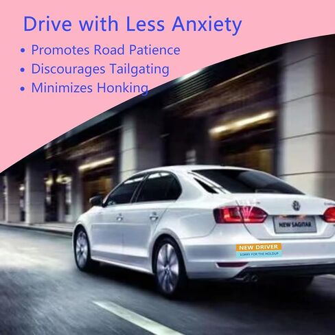LogFaadCoi 4-Pack 'New Driver' Reflective Magnetic Signs - Removable Safety Warning Bumper Stickers for Cars, Large Size, Durable for Novice & Student Drivers in Saudi Arabia