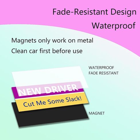 LogFaadCoi 4-Pack 'New Driver' Reflective Magnetic Signs - Removable Safety Warning Bumper Stickers for Cars, Large Size, Durable for Novice & Student Drivers in Saudi Arabia