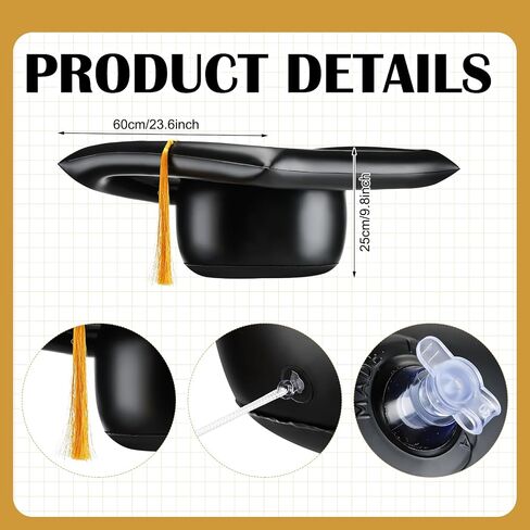 2025 تخرج زينة سيارة 23 '' كبيرة قابلة للنفخ في CAP CAP Decors تهانينا رسائل GRADRES BULK CLASS من 2025 PVC قابلة للنفخ في المدارس الثانوية العليا الحفلة الحفلة ديكورز (الأسود ، الذهب) in Kuwait