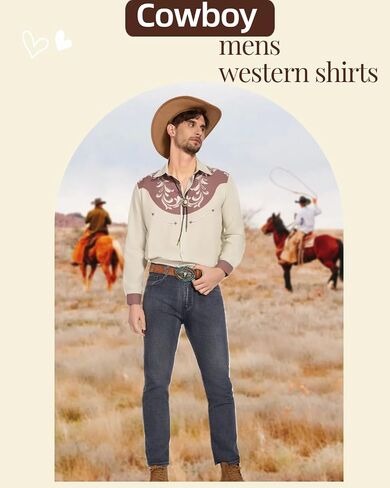 4PCS Cowboy Costume Outfit for Men Western Shirt Cloth Vintage Long Sleeve with Hat Belt Accessories in Saudi Arabia