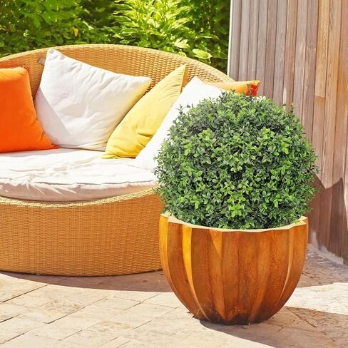 26 Inch Artificial Topiary Boxwood Ball Trees Outdoor – Set of 2 UV Resistant Faux Boxwood Topiary, Fake Potted Shrubs Evergreen for Front Door Porch Patio Balcony Home Decoration in Saudi Arabia