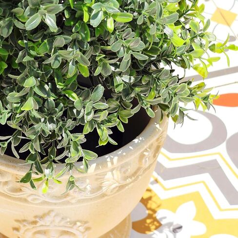 26 Inch Artificial Topiary Boxwood Ball Trees Outdoor – Set of 2 UV Resistant Faux Boxwood Topiary, Fake Potted Shrubs Evergreen for Front Door Porch Patio Balcony Home Decoration in Kuwait