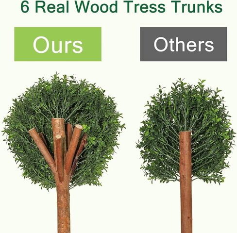 26 Inch Artificial Topiary Boxwood Ball Trees Outdoor – Set of 2 UV Resistant Faux Boxwood Topiary, Fake Potted Shrubs Evergreen for Front Door Porch Patio Balcony Home Decoration in Kuwait