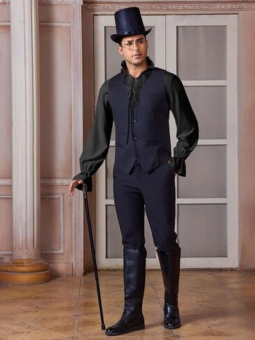 Runcati Mens Ruffle Pirate Shirts Lace Medieval Renaissance Vampire Poet Shirt Gothic Steampunk Victorian Costume in Kuwait