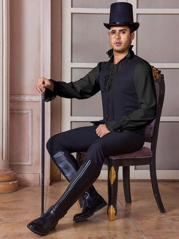 Runcati Mens Ruffle Pirate Shirts Lace Medieval Renaissance Vampire Poet Shirt Gothic Steampunk Victorian Costume in Kuwait