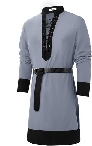 Runcati Mens Medieval Pirate Shirt Renaissance Viking Knight Warrior Tunic Tops Lace Up LARP Halloween Costume in Saudi Arabia