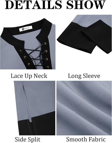 Runcati Mens Medieval Pirate Shirt Renaissance Viking Knight Warrior Tunic Tops Lace Up LARP Halloween Costume in Saudi Arabia