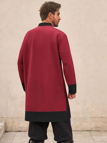 Runcati Mens Medieval Pirate Shirt Renaissance Viking Knight Warrior Tunic Tops Lace Up LARP Halloween Costume in Kuwait