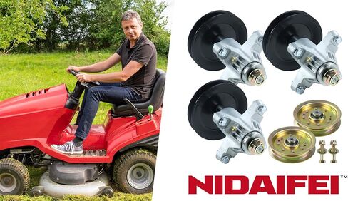 Greased 3 Pack 918-0671 Spindle Assembly with 756-04129 Idler Pulley Replaces 918-0671B, 918-04608A, 618-0671, 618-04608, 918-0671D for cub Cadet ZT54, RZT54, Craftsman ZTL8000 Tractor in Kuwait