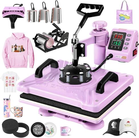 AKEYDIY 8 in 1 Heat Press Machine Professional Sublimation Machine 15" X 12" Swing Away Shirt Printing Heat Transfer Digital Industrial-Quality Heat Press Machine for T Shirts Mug Hat Plate in Saudi Arabia