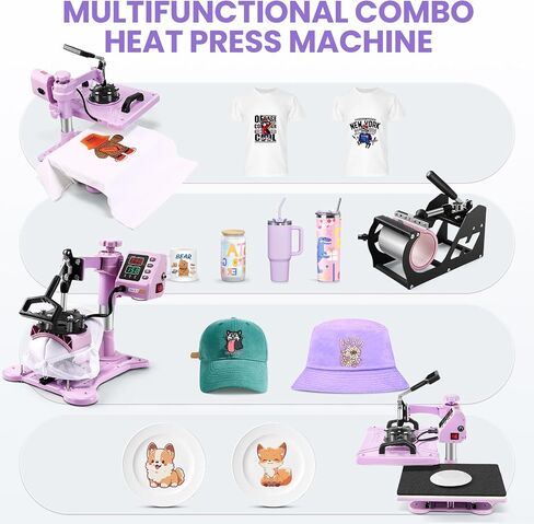 AKEYDIY 8 in 1 Heat Press Machine Professional Sublimation Machine 15" X 12" Swing Away Shirt Printing Heat Transfer Digital Industrial-Quality Heat Press Machine for T Shirts Mug Hat Plate in Saudi Arabia