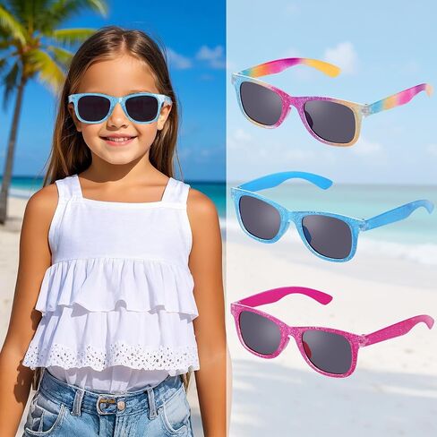 obmwang 3 Pack Kids Sunglasses Girls Princess Glitter Sunglasses for Toddler Girls Cute Glasses UV 400 Protection in Saudi Arabia