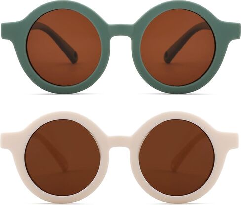 Hycredi Bendable Round Baby Polarized Sunglasses Flexible with Strap for Newborn Infant Toddlers Age 0-24 Months in Saudi Arabia