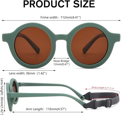 Hycredi Bendable Round Baby Polarized Sunglasses Flexible with Strap for Newborn Infant Toddlers Age 0-24 Months in Saudi Arabia