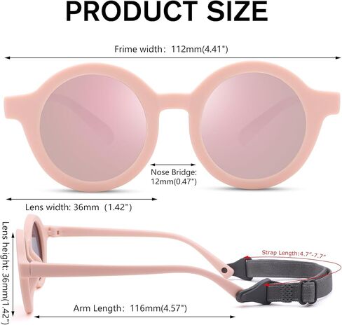 Hycredi Bendable Round Baby Polarized Sunglasses Flexible with Strap for Newborn Infant Toddlers Age 0-24 Months in Saudi Arabia