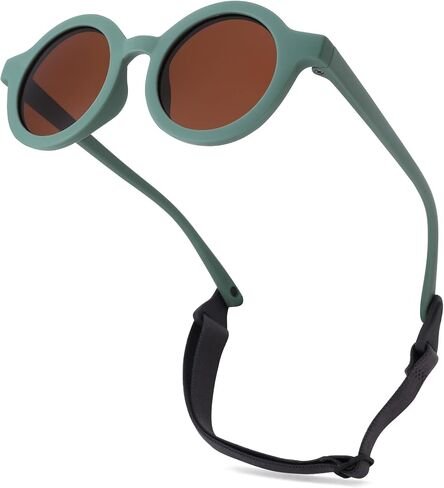 Hycredi Bendable Round Baby Polarized Sunglasses Flexible with Strap for Newborn Infant Toddlers Age 0-24 Months in Saudi Arabia